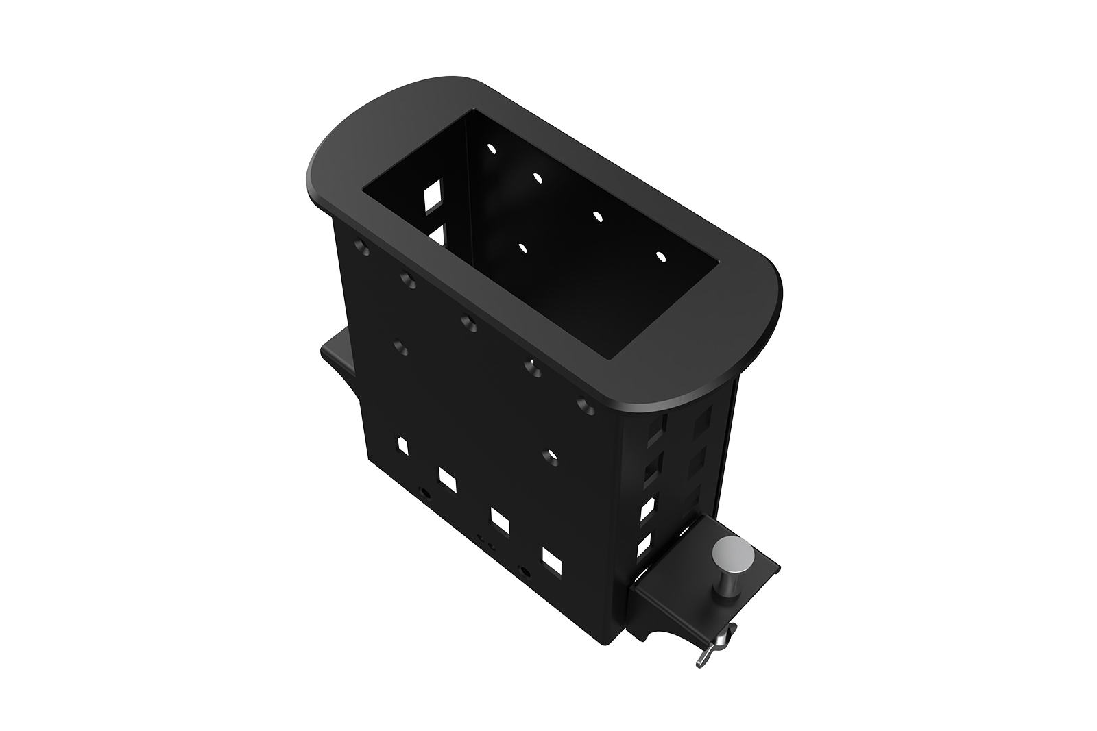 Прямоугольный металлический корпус Wize Pro [WRTS-M-4BOX-B] серия M, для модульной системы врезного лючка в стол без крышки для установки до 4 модулей-вставок серии М, черный