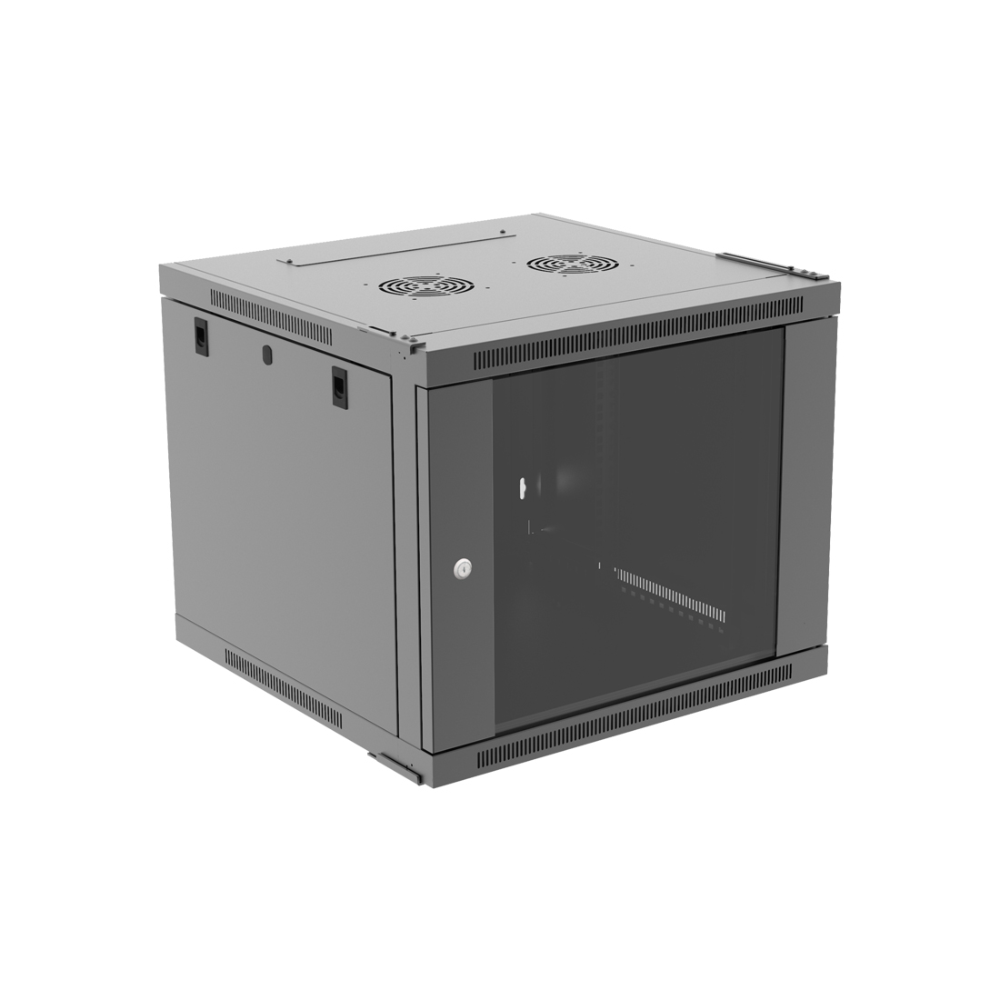 Настенный шкаф Wize Pro [W9UQSR] 19", 9U, быстрая сборка без инструментов, 600х600 мм, стеклянная передняя дверь, задняя стенка металлическая, неоткидная, макс. вес нагрузки 50 кг, сталь, черный