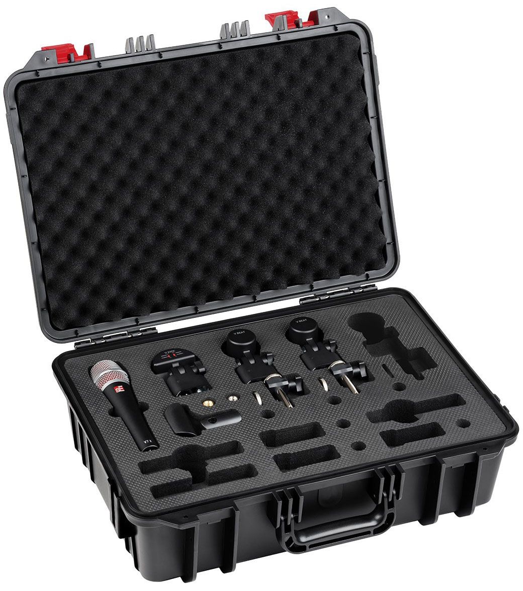 Набор микрофонов для ударной установки sE Electronics [V PACK VENUE] 1 х микрофон V KICK, 2 х микрофона V BEAT, 1 х крепление V CLAMP, 1 х микрофон V7 X, пластиковый кейс